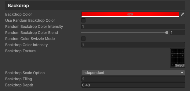 Backdrop property settings