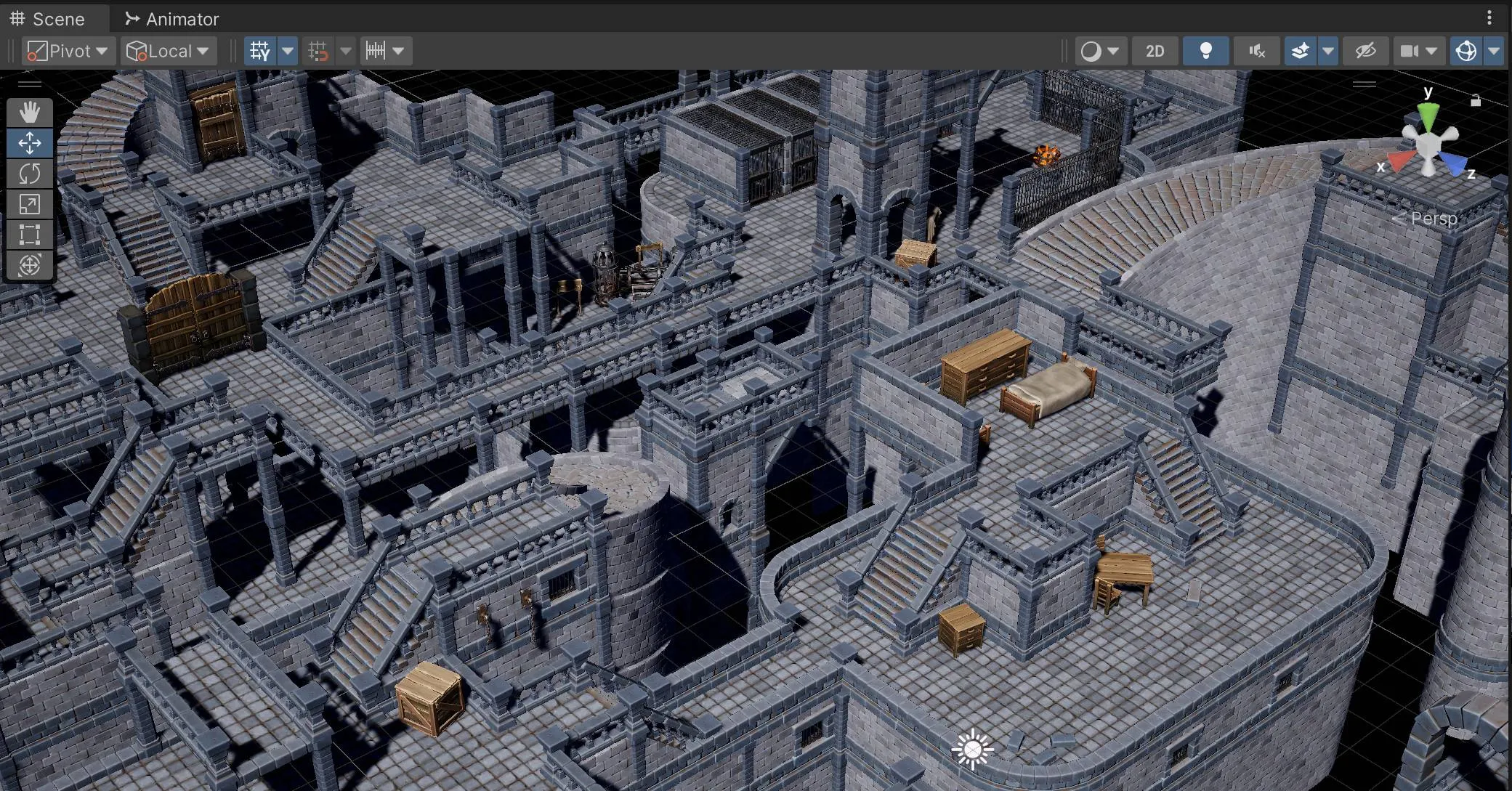 Scene after URP material conversion