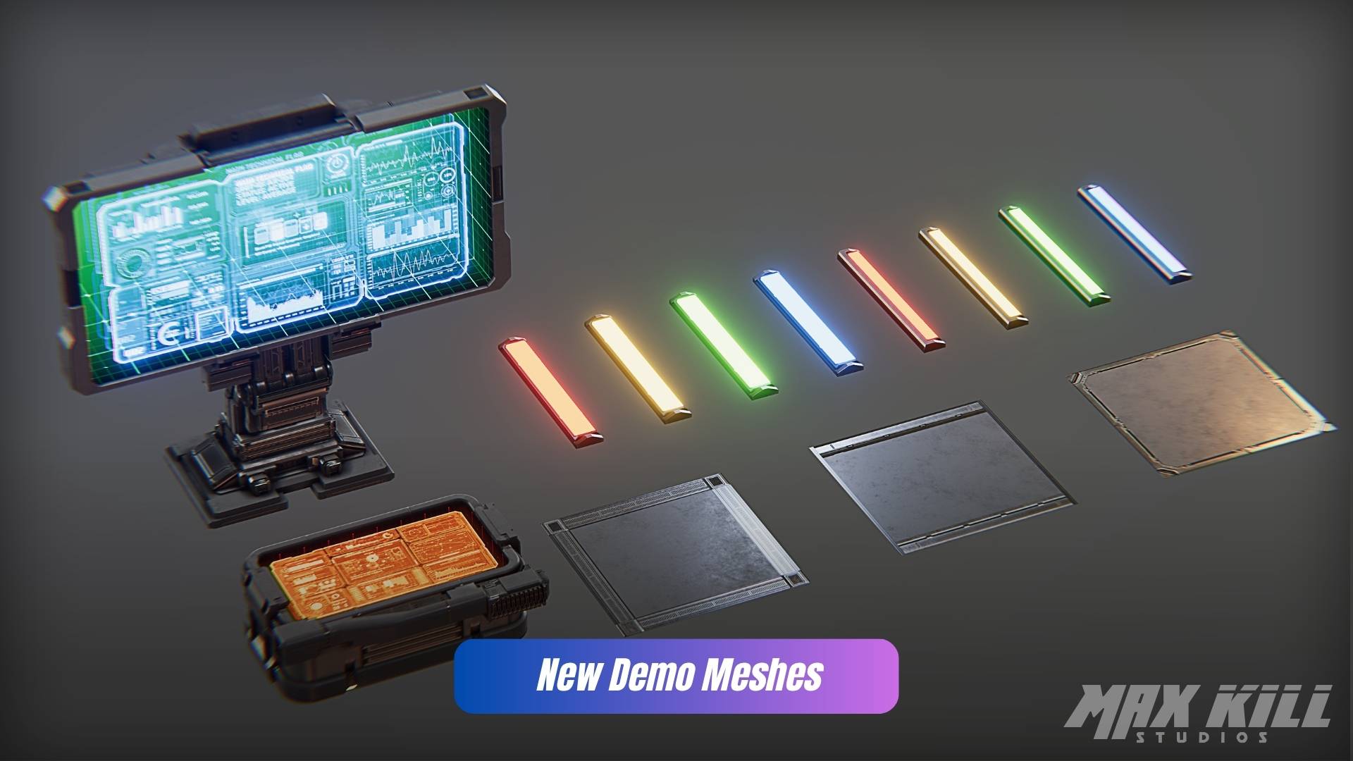 Sci-Fi Hologram Screen Shader デモ Mesh