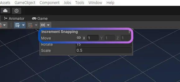 Configurações de Increment Snapping