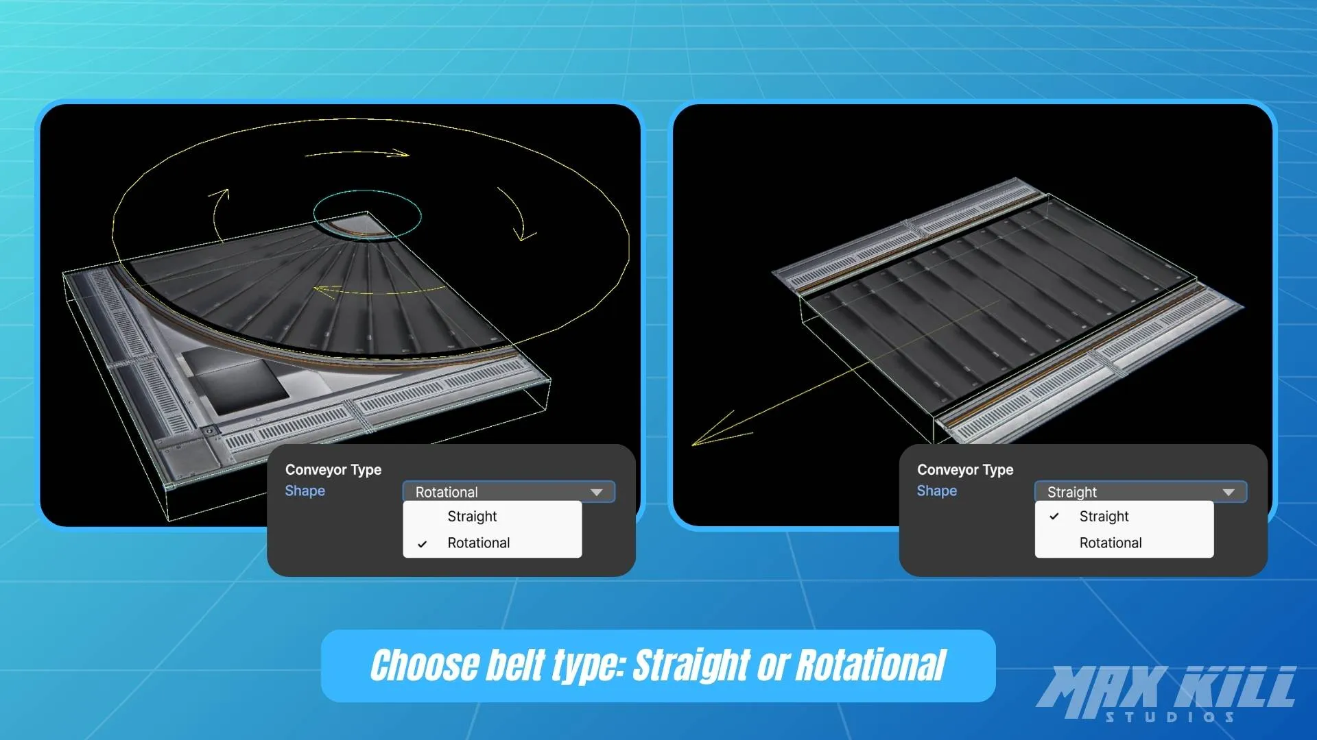 Conveyor Type settings - Shape and Speed options