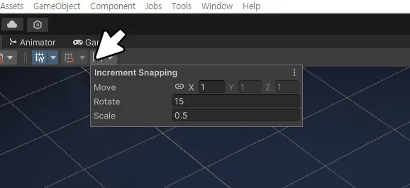 Snap Increment 按钮位置