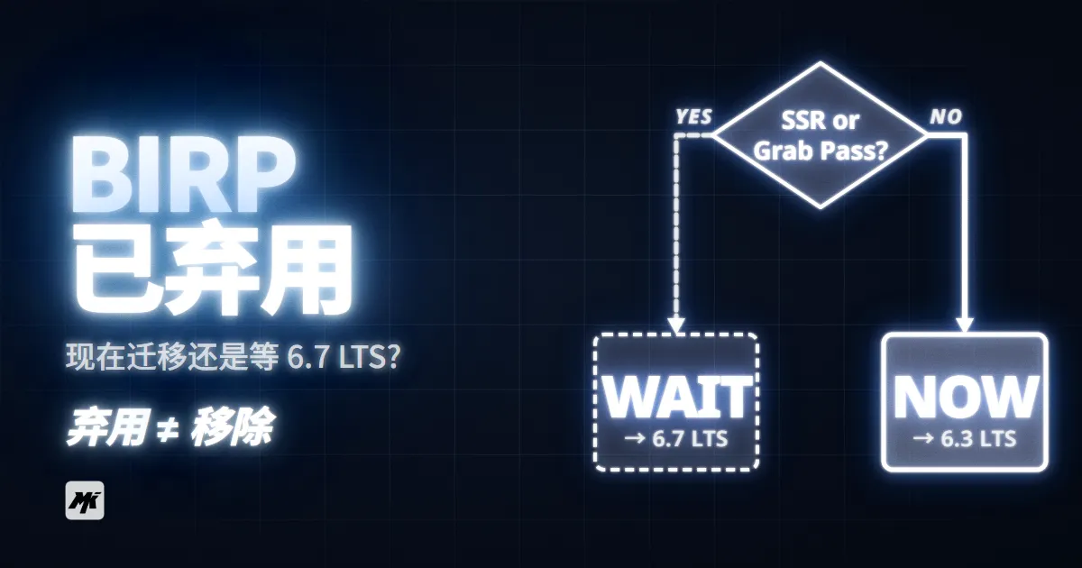 BIRP 已弃用：现在迁移到 URP 还是等 6.7 LTS？