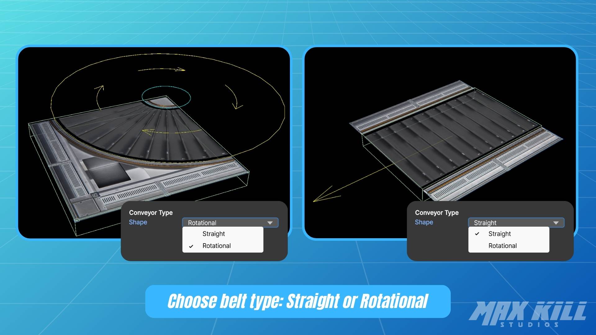 Conveyor Type settings - Shape and Speed options
