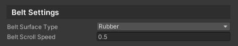 Belt settings - Surface Type and Scroll Speed controls